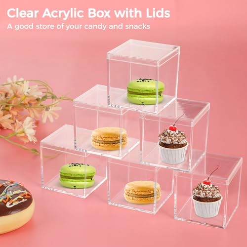 40 Pcs Acrylic Boxes - Clear Small Square Display Boxes, 2.2 x 2.2 x 2.2 in, With Lids for Candy, Pill, Earring, Jewelry, Tiny Beads - Image 5