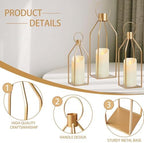 Elegant Gold Decorative Lanterns Set of 6-19/16/13 Inch - Image 3