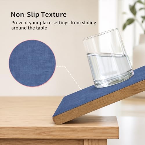 Maxpearl Faux Leather Placemats Set of 6, Easy to Clean, Navy Blue - Image 5