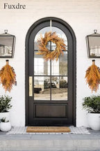 Fall Wreath 16inch, Autumn Fall Door Wreaths with Orange Pine Needle, Light Brown Pinecone,Yellow Wheat, Farmhouse Wreath Decor for Indoor Outdoor Window Wall Christmas Decor - Image 3