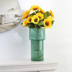 Large Glass Vase, 12 Inches Tall Vase for Flowers, Green Flower Vases for Bouquet, Modern Green Glass Vases for Living Room, Dining Table, Office, Entryway, Mantle, Shelf, Wedding Gifts - Image 6