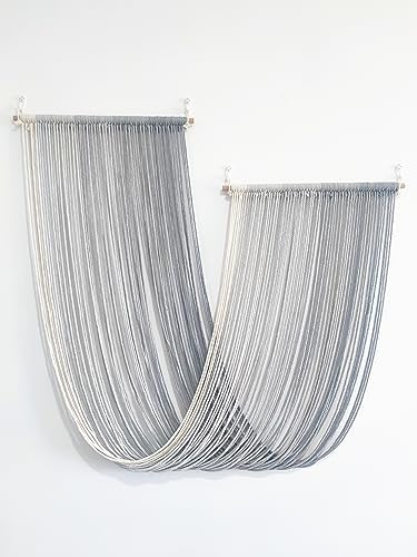 QULBUJ Dip Dye Large Macrame Wall Hanging Tie-Dye Yarn Tapestry Home Boho Wall Decor Ombre Art Headboard Bedroom Living Room 52" Wx34 L,Grey - Image 4