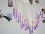 Pink & Purple Macrame Hanging Boho Wall décor, Purple Wall Decor for Bedroom Living Room Girls Room Nursery Large Tassel Hanging with Wood Beads 41" W x 32" H - Image 3