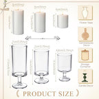Conelist 24 Pcs White Pillar Candles with Clear Glass Hurricane Holders - Image 2