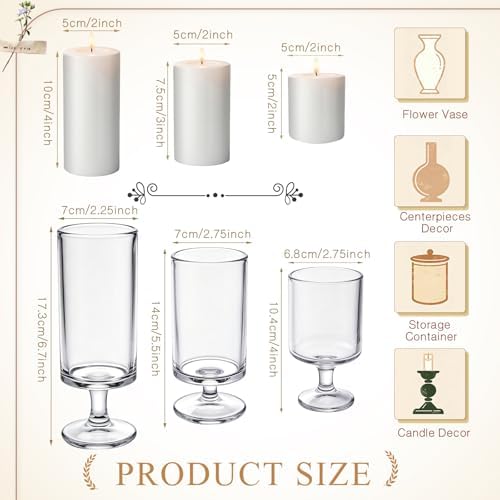 Conelist 24 Pcs White Pillar Candles with Clear Glass Hurricane Holders - Image 2