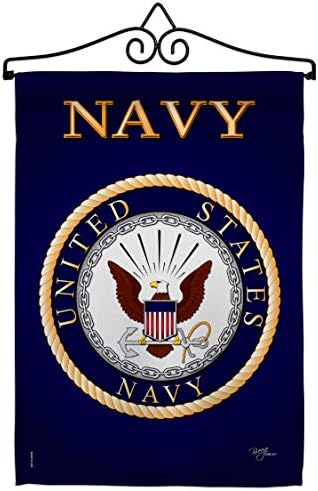 Navy Garden Flag - Set Wall Hanger Armed Forces USN Seabee United State American Military Veteran Retire Official - House Decoration Banner Small Yard Gift Double-Sided Made In USA 13 X 18.5 by Breeze+Decor