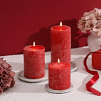 3x6 Inch Bright Red Pillar Candles Set of 3 - Hand-Poured Unscented Candles, Long Clean Burning, Large Big Candle, Smokeless Dripless Candle for Dinner Table, Wedding, Home, Rustic Decor - Image 4