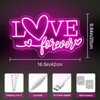 Love Forever Heart Neon Sign, Wedding Party LED Neon Light Valentine's Day Wedding Backdrop Decor Gift For Lover Valentine's Day Gift, LED Romantic Light, Couple Space Accent-Pink-16.5" - Image 3