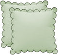 BEBE BASK Scalloped Pillow Cover Set of 2, 18x18, Cotton - Moss Green by BEBEBASK%C2%AE