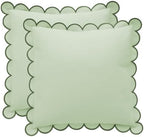 BEBE BASK Scalloped Pillow Cover Set of 2, 18x18, Cotton - Moss Green by BEBEBASK%C2%AE
