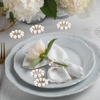 120 Pcs Pearl Napkin Rings Imitation Pearl Beaded Napkin Rings Holder Gold White Disposable Napkin Rings Beaded Serviette Buckles for Wedding Home Party Dinner Table Decor and Daily Use - Image 5