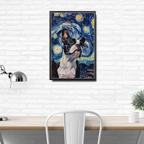 Metal Sign Vintage Tin Sign Boston Terrier Starry Night Terrier Charming in Night Sky for Home City Dwellings and Seasonal Celebrations Corrosion Resistant Aluminum 8×12 Inches with Metal Frame - Image 3
