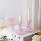 Glass Candle Holders Set, Vintage Decorative Design,Elegant Table Candlesticks Set for Dining Room,Wedding, Spring Party, Romantic Dinner, Festival & Windowsill Decor (12, Light Pink, XZS) - Image 6