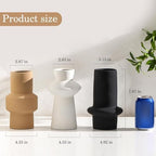 Modern Ceramic Vase Set of 3, 8 inch Simple Geometric Lines Vase for Pampas Grass Dried Fresh Flowers, Home Decor, Bedroom, Living Room, Bookshelf Decoration, Neutral Minimalist Nordic Style - Image 3