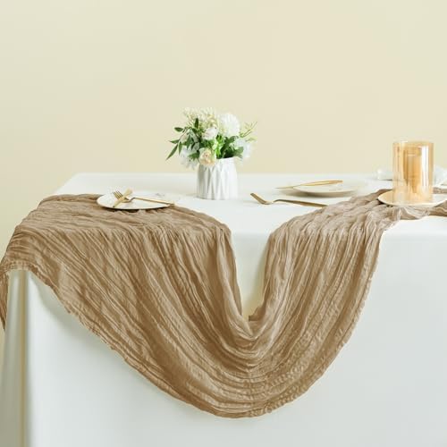 Sioloc Nude Cheesecloth Table Runner Fall Autumn Decor for Home 10ft Table Cloth for Tea Wedding Birthday Party Baby Bridal Shower Halloween Thanksgiving - Image 5