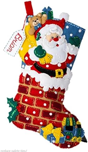 Bucilla Felt Applique Stocking Kit, Jolly Chimney Santa 18" Felt Applique Stocking Making Kit, 89543E by Bucilla