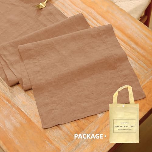Linen Table Runner 14X108 Inches,100% French Linen Macchiato Tablerunner,Machine Washable Dining Table Runner for Fall,Wedding,Party,Halloween,Christmas(Macchiato) - Image 5