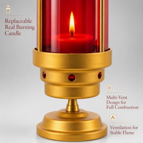 Cemetery Candle Holder for Grave, 33" Solar Cross Candle, Red - Image 5