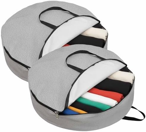 36 Inch Round Storage Bag 2 Pack,Vintage Grey Leather Texture Waterproof Wreath Storage Container with Handles&Zipper Classical Solid Color Pattern Closet Organizer Bags Garland Box - Image 2