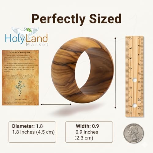 Holy Land Market Hand Carved Olive Wood Napkin Rings Set of 6 Bethlehem - Image 3