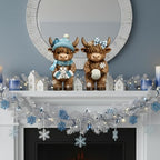 Simgoing 2 Pack Winter Highland Cow Figurines Snowflake Highland Cow Tabletop Decorations Calf Lovers Gifts for Home Centerpieces Holiday Ornament Gifts - Image 6