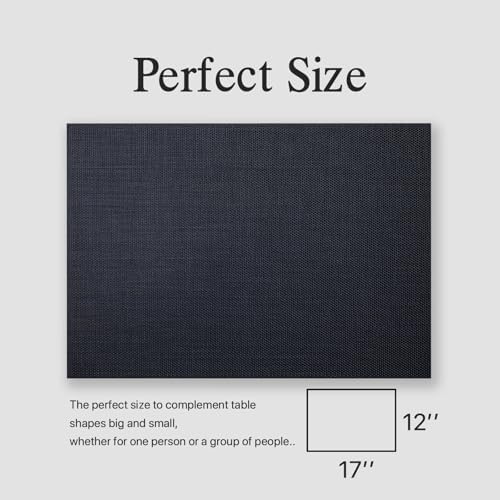 Placemats Set of 12 - Easy Clean Woven Vinyl Placemats for Dining Table, Indoor/Outdoor Place Mats, Washable PVC Table Mats（Black） - Image 6