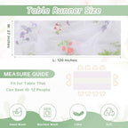 QueenDream 10FT Wildflower Floral Table Runner with Embroidery White Gauze Vintage Flower Runner for Baby Shower Garden Party Decorations 3 Packs - Image 4