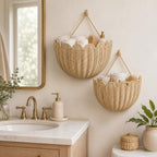 Scalloped Wall Basket, 2Pack Hand Woven Rattan Hanging Wall Baskets - Image 3