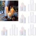 24 Pcs White Pillar Candles and Glass Candle Holders Cylinder Candle Vases for Pillar Candles Hurricane Candle Holders Set for Wedding Party, Event, Home Office Decor by PNJHDZ