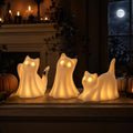 3PCS Ceramic Ghost Cat Light Up Decor Cat Ghost Halloween Decor by Unknown
