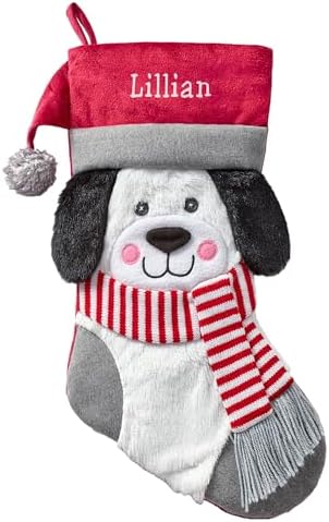 Let's Make Memories Personalized Christmas Stocking - Stockings for Family - Embroidered Name - Custom Christmas Decor - 8”x19” - Plush Friends - Dog by LetsMakeMemories