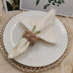 Woven Napkin Rings Set of 24, Natural Cotton Yute Napkin Holder Brown - Image 5