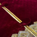 84-Inch Venetian Gilded Velvet Christmas Tree Skirt with Gold Embellished Border, Foam-Padded, Button Closure, Burgundy - Image 5
