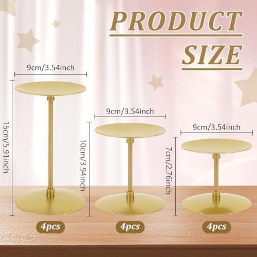 12Pcs Gold Pillar Candle Holders, Metal Pillar Candle Stand - Image 2