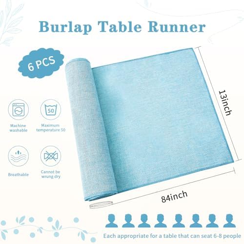 LuoluoHouse Green Table Runner Roll Farmhouse Burlap Table Runners 6 Packs 13x84 inch Jute Table Linens for Rustic Wedding Spring Table Decorations - Image 3