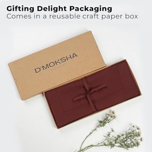 Signature Linen™ by D'Moksha, Dark Red Table Runner 72 Inches Long, 100% Pure Linen, Hemstitch, 14 x 72 Inch Table Runner for Dresser, Dining- Fall, Weddings, Outdoor Hosting - Image 4
