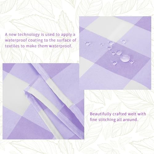 Cupuamon Fabric Checkered Table Runner 12 Pack Waterproof Gingham Table Runner 14W x 108L Buffalo Check Table Runners for Parties Kitchen Dining Wedding Banquet (Lavender and White) - Image 2
