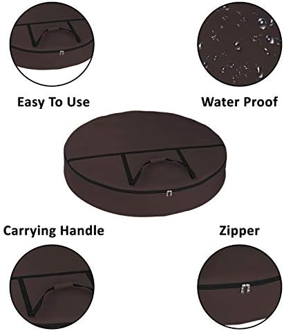 Covers & All Christmas Wreath Storage Bag 12 Oz with Carrying Handle & Dual Zipper - 100% Water Resistant Durable Material Storage Bag - Holiday Xmas Tear Resistant Bag (30" Dia x 7" H, Coffee) - Image 2