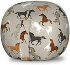 Ambesonne Horses Storage Toy Bag Chair, Abstract Stallions Simple Design Animals Galloping Curvet Illustration, Stuffed Animal Organizer Washable Bag, Small Size, Taupe Black by Ambesonne