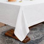 Linen World Linen Tablecloth,100% French Linen White Tablecloth 132" x 90" Inch,Washable Rectangular Tablecloth for Dining,Outdoor,Weddings and Restaurants,Decorative Thanksgiving Christmas - Image 3