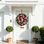 Spring Pink Wreath 24” – Floral Decor with Geranium Flowers for Front Door, Entry, Porch Display, Easter, Thanksgiving, Christmas - Image 4