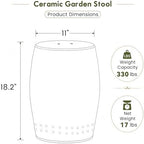 Lefedrasticity Ceramic Garden Stool Outdoor Decorative Garden Stools Hand-Painted Chinoiserie Decor Drum Stool for Garden Patio Backyard Balcony Living Room Bathroom (Gray, Pattern 3) - Image 3