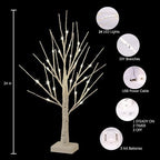 4 Pack Lighted Trees for Indoor Decor with Timer, 24 LED 2FT White Light up Birch Tree Tabletop Lamp for Birthday Thanksgiving Wedding Decor, Small Christmas Tree with Lights - Image 3