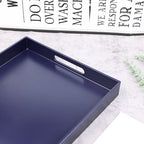 Navy Blue Serving Tray for Coffee Table, Rectangular Plastic Decorative Tray with Handles for Entertaining, Outdoor Patio, Living Room, Ottoman, Bathroom Counter, 11.8”*15.7”*1.6” - Image 6