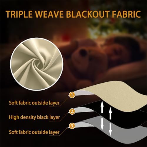 KOUFALL Sand Beige Curtains 90 Inches Long for Bedroom 2 Panels Set,Blackout Grommet Room Darkening Insulated Beach Farmhouse Style Curtains for Dining Room - Image 6