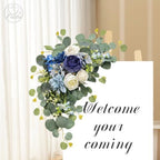 Odouzy Artificial Wedding Arch Flowers for Wedding Sign,Set of 2 for Welcome Ceremony Sign,Faux Floral Swags,Wedding, Banquet and Reception Backdrop Floral Decoration (Blue) - Image 3