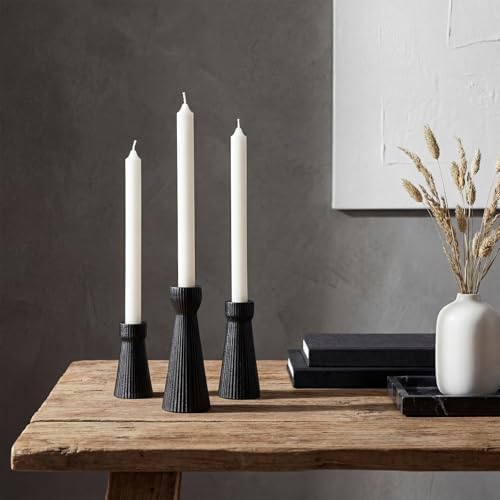 Mumufy 6 Pcs Black Taper Candle Holder Candlesticks, Ceramic Candle Stick - Image 6