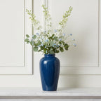 Blue Ceramic Vases Home Decor - 11 Inch Tall Farmhouse Vases for Flowers, Modern Textured Vase for Centerpieces, Living Room, Kitchen Island Decor, Fireplace, Entryway Decorations - Image 3