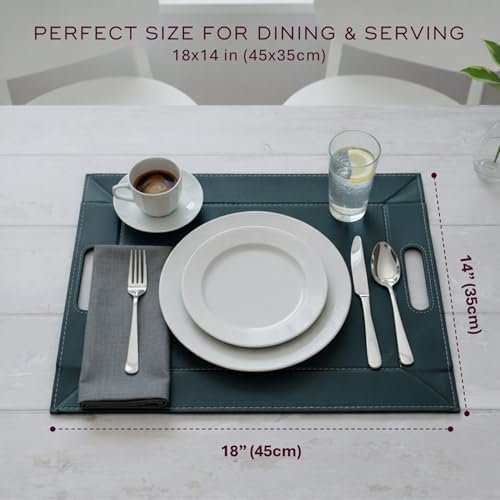 2-in-1 Serving Tray & Placemat | Faux Leather & Reversible - Image 4