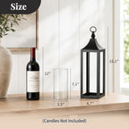 NUPTIO Black Metal Outdoor Lantern: Hurricane Glass Candle Holder for Porch - Image 2